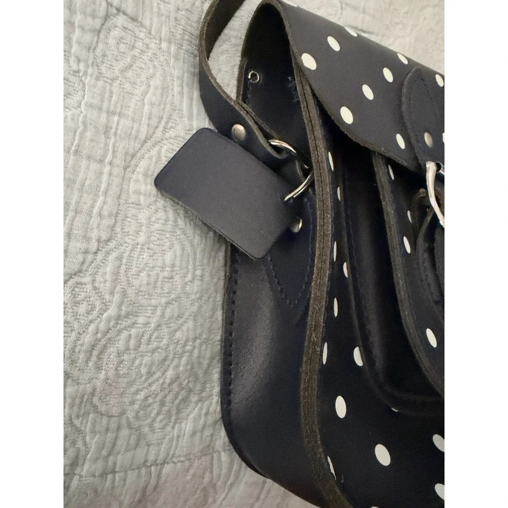 Leather Satchel Company Navy White Polka Dot 11